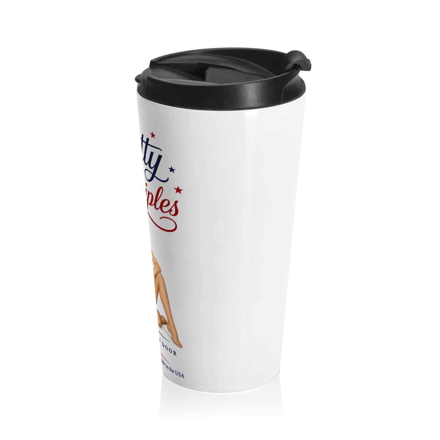 Travel Mug — "Pretty With Principles" Retro Pinup Stainless Steel Tumbler