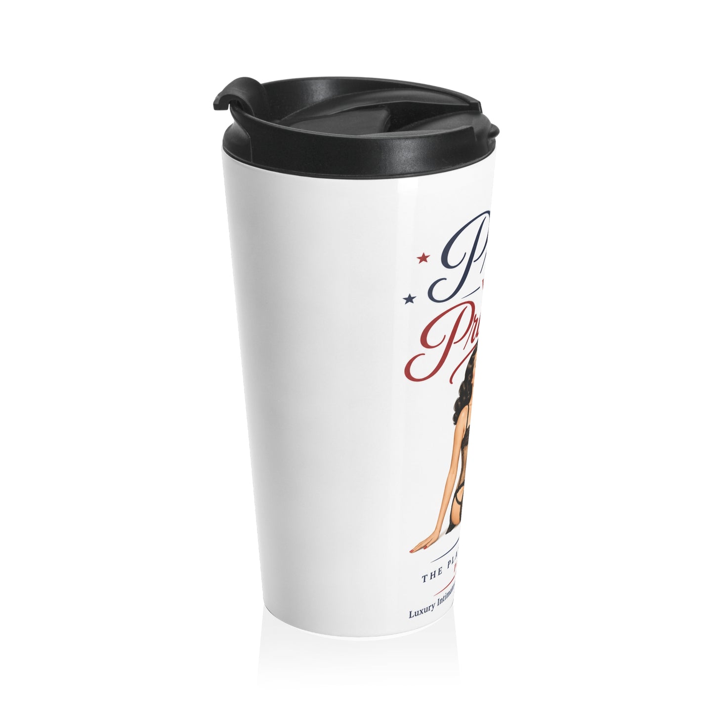 Travel Mug — "Pretty With Principles" Retro Pinup Stainless Steel Tumbler