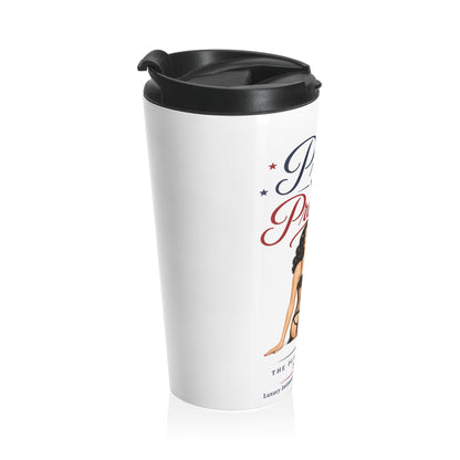 Travel Mug — "Pretty With Principles" Retro Pinup Stainless Steel Tumbler