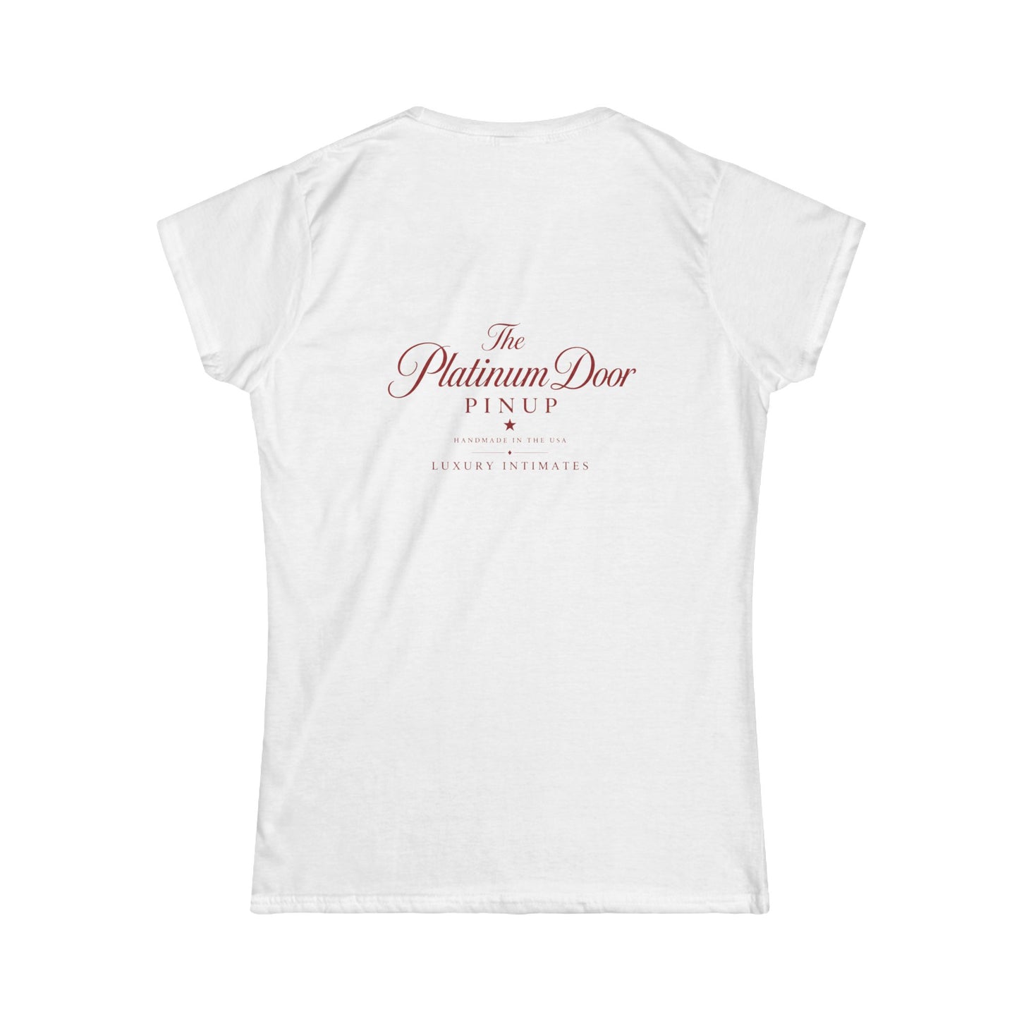 Stars, Stripes & Satin Pinup Tee — Patriotic Vintage Pin-Up Women's T-Shirt