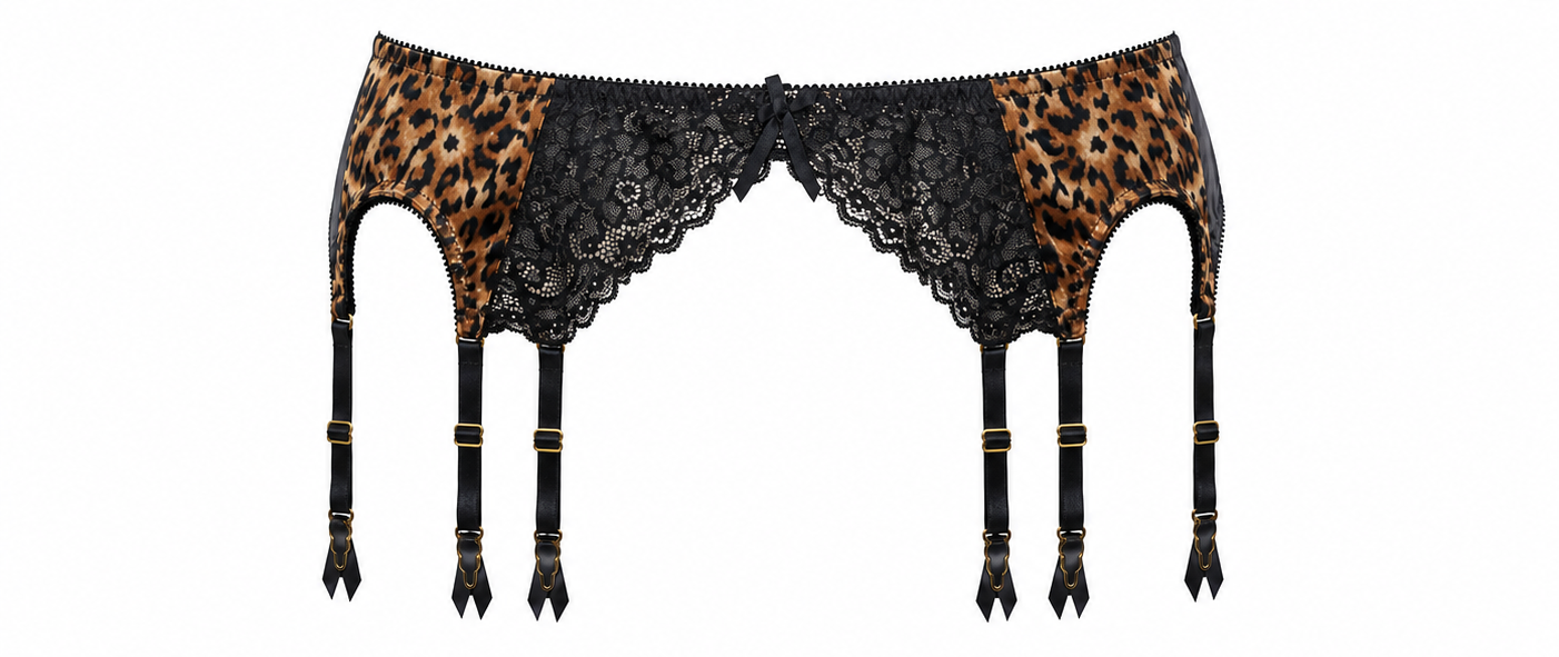 Leopard de Velour Velvet Garter Belt