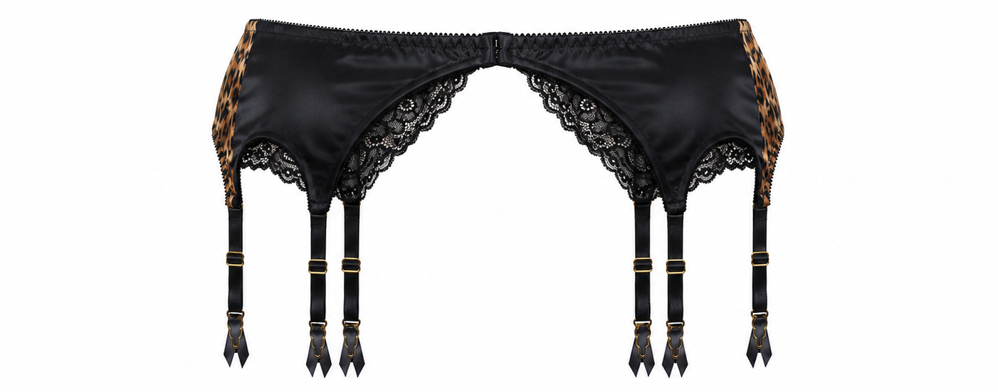 Leopard de Velour Velvet Garter Belt