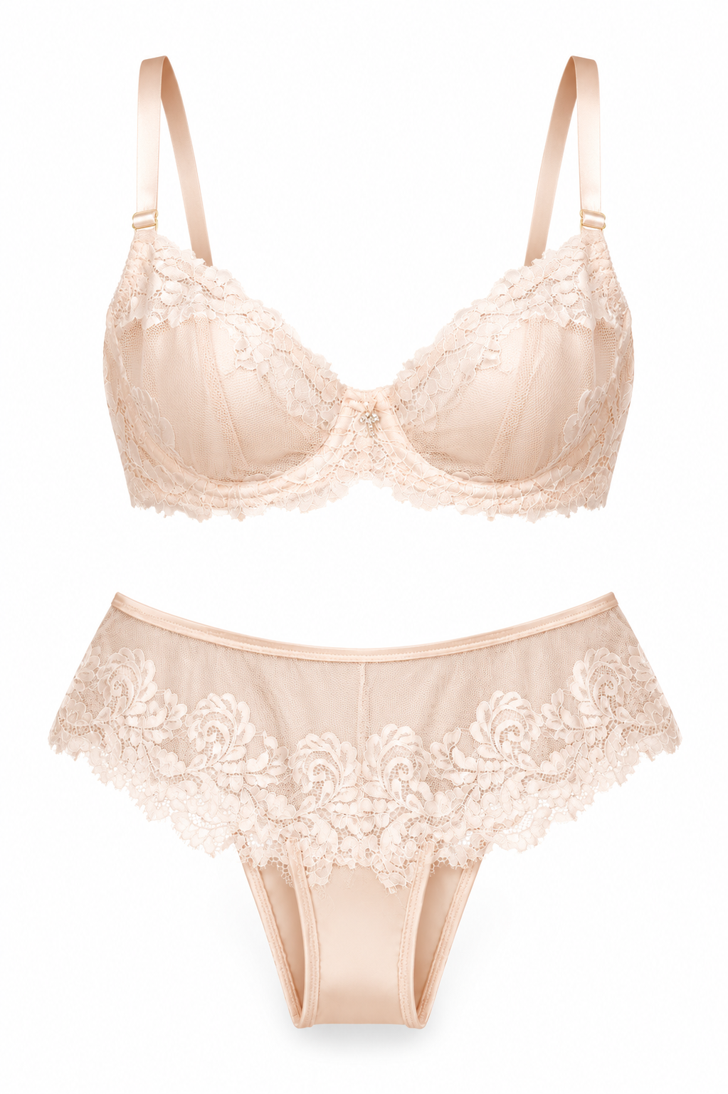 The “Angelique” White Lace Balconette, Vintage White Bra – Lace Demi with Rhinestone Accent