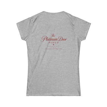 Stars, Stripes & Satin Pinup Tee — Patriotic Vintage Pin-Up Women's T-Shirt