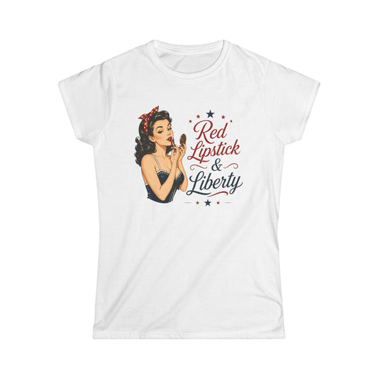Red Lipstick & Liberty Tee — Vintage Pinup Patriotic Women's T-Shirt