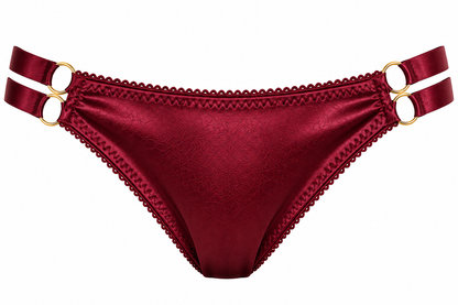 Wine Corazon Burgundy Satin Bikini Panty – Double Strap