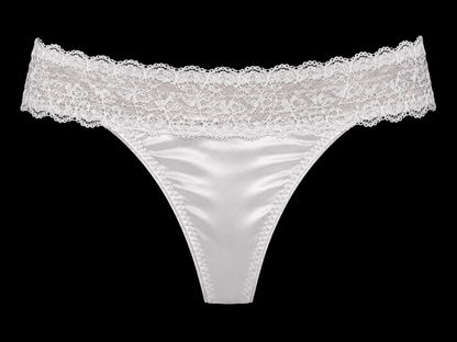 Luxury White Satin G-String Thong | Handmade Lace Lingerie (Copy)