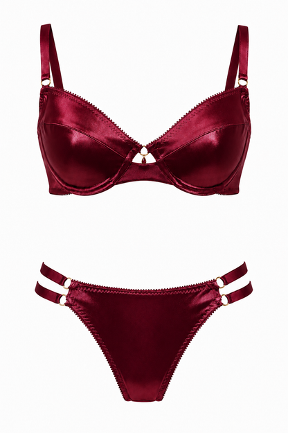 Wine Corazón Bra | Luxury Satin Underwire Bra