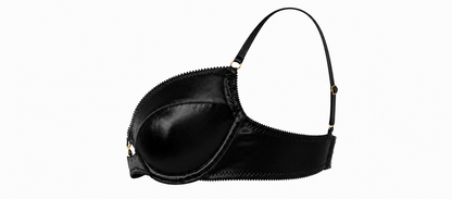 Midnight Corazon Demi-Cup, Parial Band Black Satin Bra