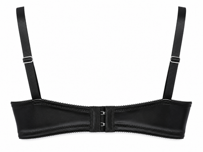 Noir Argent Satin & Lace Balconette Bra