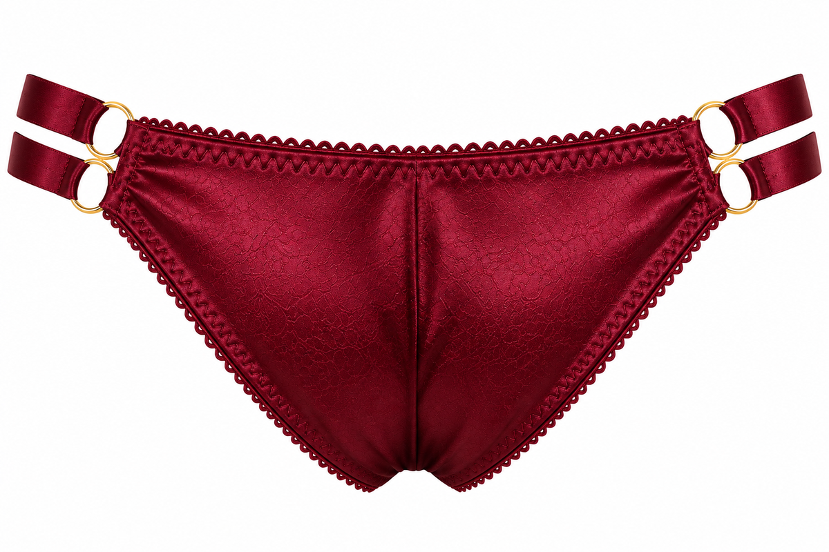 Wine Corazon Burgundy Satin Bikini Panty – Double Strap