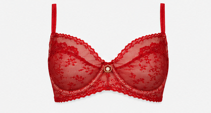 Rouge Enchanté Red Lace Balconette Bra